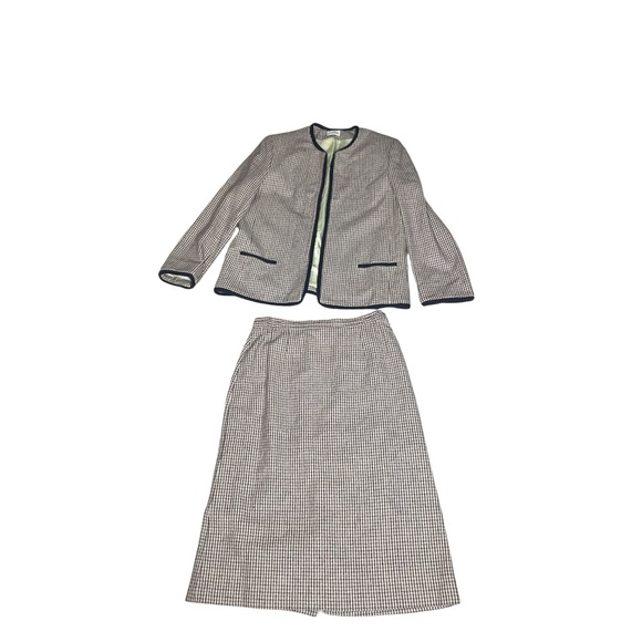Country Suburbans Wool Skirt Suit Vintage Houndstooth Made USA Size 12 - Picture 5 of 7